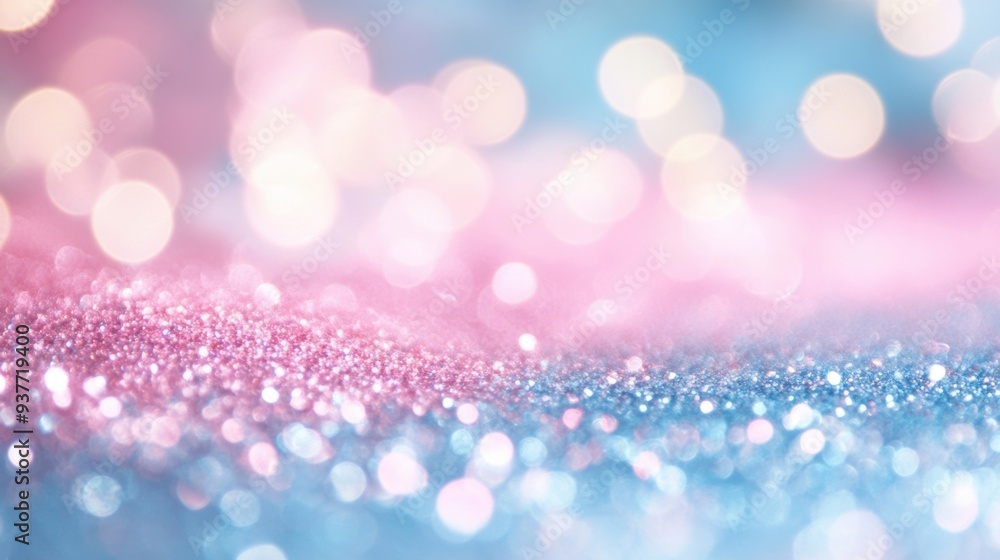 Poster a mesmerizing display of colorful glitter with enchanting bokeh lights, creating a magical ambiance 