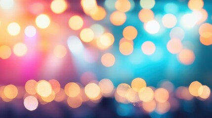 Obraz premium Vivid lights create stunning bokeh effects during an energetic live music performance, enhancing the festive atmosphere of the night