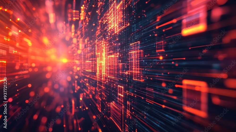 Poster abstract background of artificial intelligence, a huge wall of data and information.