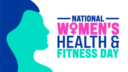 Women's health and fitness day background or banner design template. Holiday concept. Template for background, banner, card, poster, placard, design template with unique shapes with standard color.