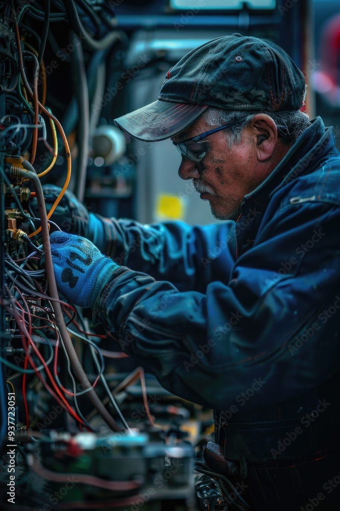 Aufkleber A person working on a machine in a factory setting