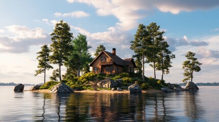 Secluded Cabin on a Tranquil Island