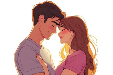 Love cartoon couple Valentine day simple background 