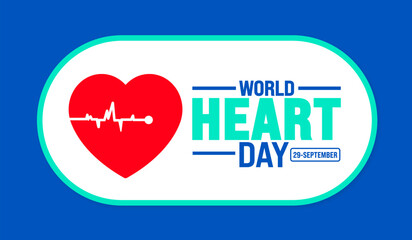 World Heart day background or banner design template. Holiday concept. Template for background, banner, card, poster, placard, design template with unique shapes with standard color.
