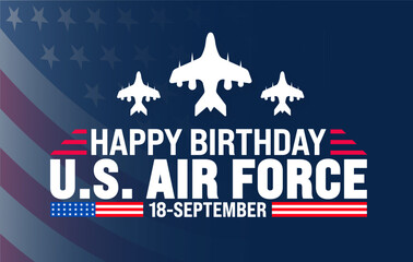 US Air Force birthday background or banner design template. Holiday concept. Template for background, banner, card, poster, placard, design template with unique shapes with standard color.