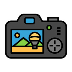 Camera, camera photography lineal color icon vector. Photo gallery icon symbol. Photo symbol.