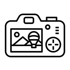 Camera, camera photography black line icon vector. Photo gallery icon symbol. Photo symbol.