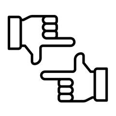 Photo crop, framing hand like camera icon linear isolated vector image.