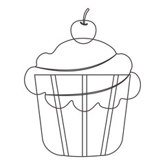 Hand Drawn Delicious Cupcake Dessert. Vector Illustration in Sketch Style.