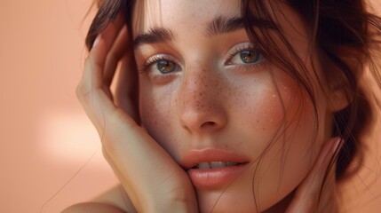 Obraz premium The Freckled Woman's Face