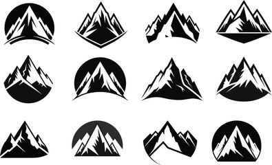 mountain illustration set of icons