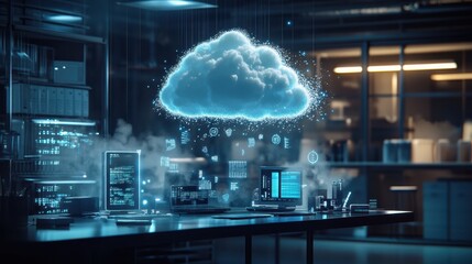 Obraz premium The Futuristic Cloud Workspace