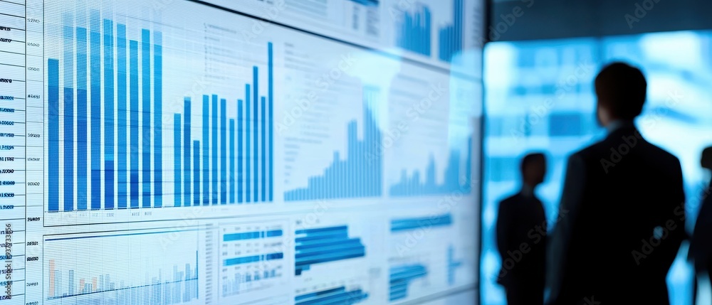 Poster analyzing financial data and trends: a visual journey through charts and graphs