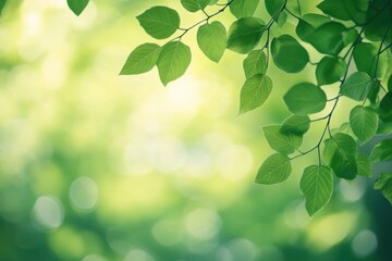 Serene Green Leaves with Sunlit Background