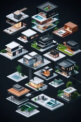 a collection of different types of buildings and houses