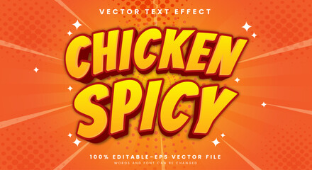 Chicken Spicy 3d editable text effect Template suitable for fast food products