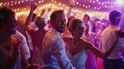 people dancing and celebrating wedding party
