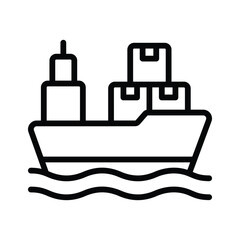 Cargo ship vector design, visually perfect icon of freight ship, maritime ship,