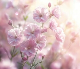 Fototapeta premium Dreamy Pastel Pink Flowers with Soft Focus