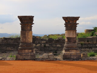 Remains of an ancient temple in Susita National Park, Israel.