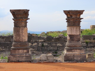 Remains of an ancient temple in Susita National Park, Israel.