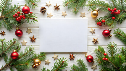 New Year background with branches and cones - template for your holiday design