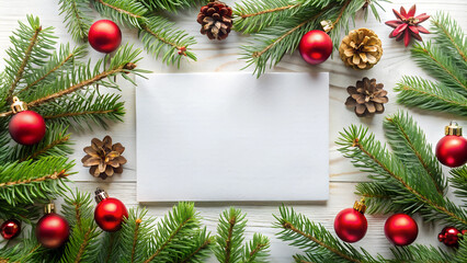 New Year background with branches and cones - template for your holiday design