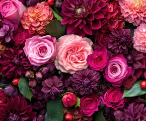 Obraz premium Luxurious Magenta and Purple Floral Bouquet