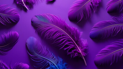 Fototapeta premium Elegant Purple Feathers on Vibrant Background