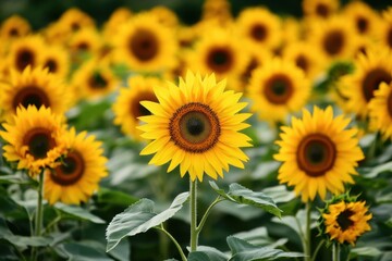 Obraz premium Vast Sunflower Field in Full Bloom
