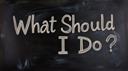 Fototapeta premium Help support advice guidance assistance concept with What should i do written with white chalk on blackboard