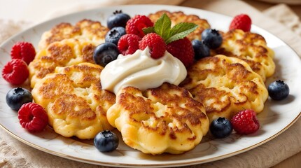 Berry Bliss Curd Fritters with Cream