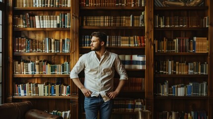 The man in a library