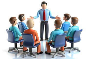 Obraz premium 3D Team leader giving instructions during an informal brainstorming session concept as A candid moment of a team leader giving instructions during an informal brainstorming session. The camera capture