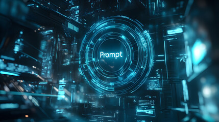 Fototapeta premium Futuristic AI prompt illustration. High-tech background concept. innovation technology