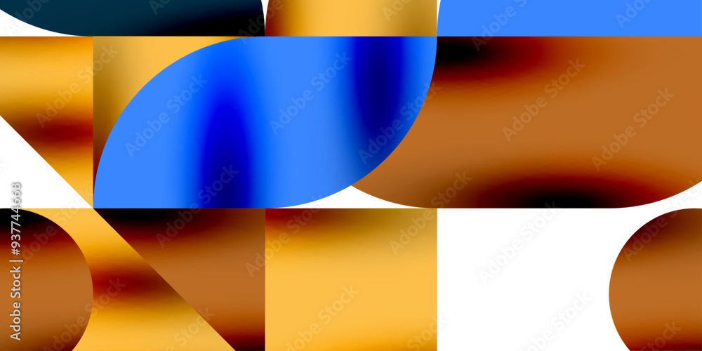 Poster tech minimal circular shapes geometric art. vector modern circles