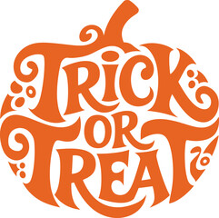 Trick or Treat Halloween Typography in Pumpkin Shape