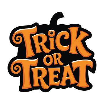 trick or treat pumpkin lettering design