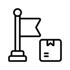 Flag with parcel box, parcel destination premium icon design