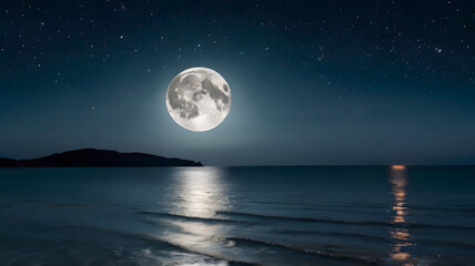 a full moon casting a soft