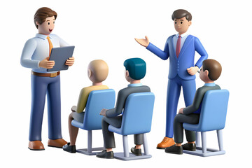 Obraz premium Flat Manager conducting a training session candid moment with team concept as A candid shot of a manager conducting a training session with their team. The camera captures the managers engaging teachi