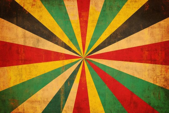 A vibrant reggae starburst pattern wallpaper, featuring bold and dynamic colors, perfect for adding a lively and energetic touch to any space