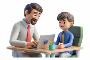 Manager candidly mentoring a junior employee in a one on one session concept as A candid shot of a manager mentoring a junior employee in a one on one session. The camera captures the supportive and e