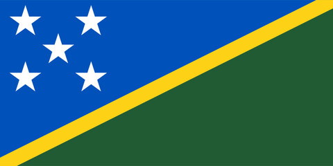 Solomon Island vector flag. Accurate dimensions and official colors. This file is suitable for digital editing and printing of any size.