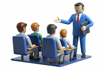 Obraz premium 3D Manager conducting a training session candid moment with team concept as A candid shot of a manager conducting a training session with their team. The camera captures the managers engaging teaching