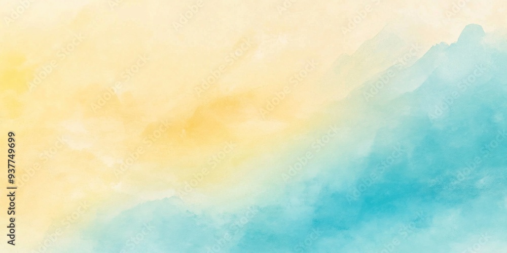 Poster yellow to blue smooth gradient background for summer vibes copy space, texture banner design, minima