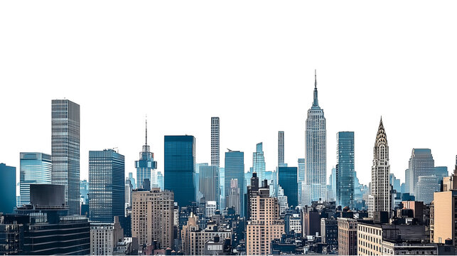 New York City skyline isolated on transparent background. PNG