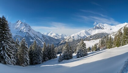 winter alpine mountain scene, AI generated