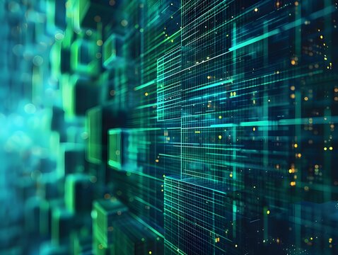 Abstract digital background with glowing lines and shapes representing technology and data in a futuristic setting