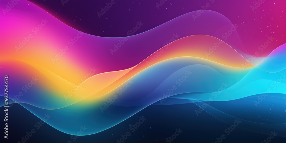 Poster neon flowing waves gradient abstract background for dynamic web design. colorful wave motion gradien